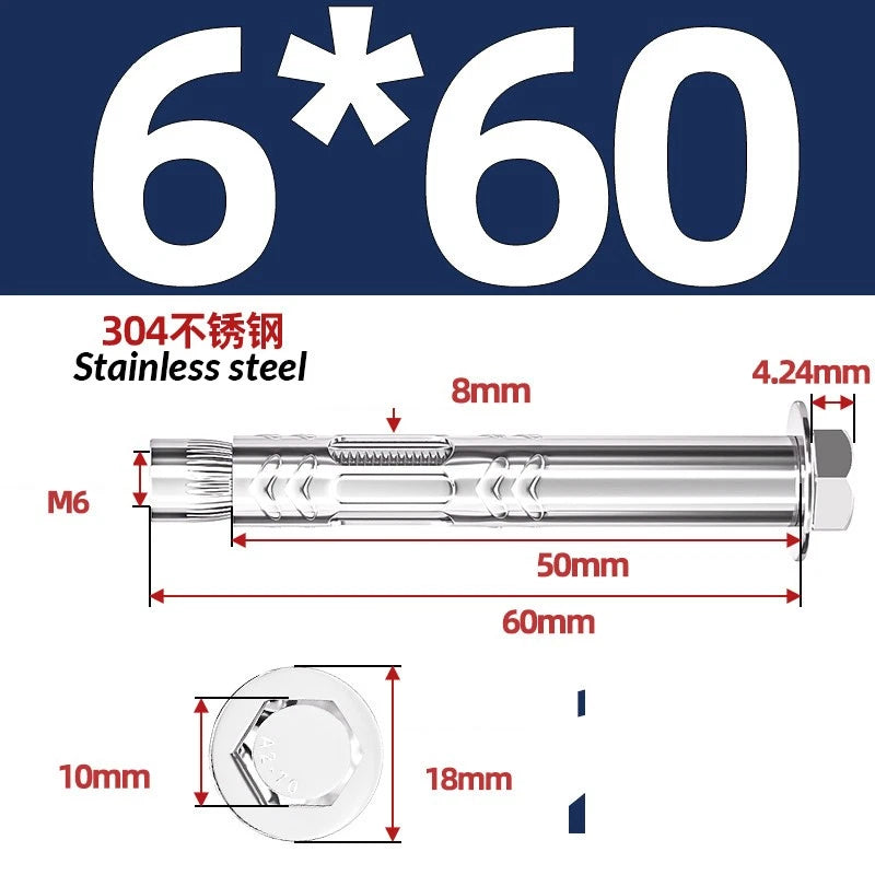 Stainless Steel Masonry Concrete Expansion Anchor Bolt — M6 M8 M10 M12 M16 | 304 & 201 SS