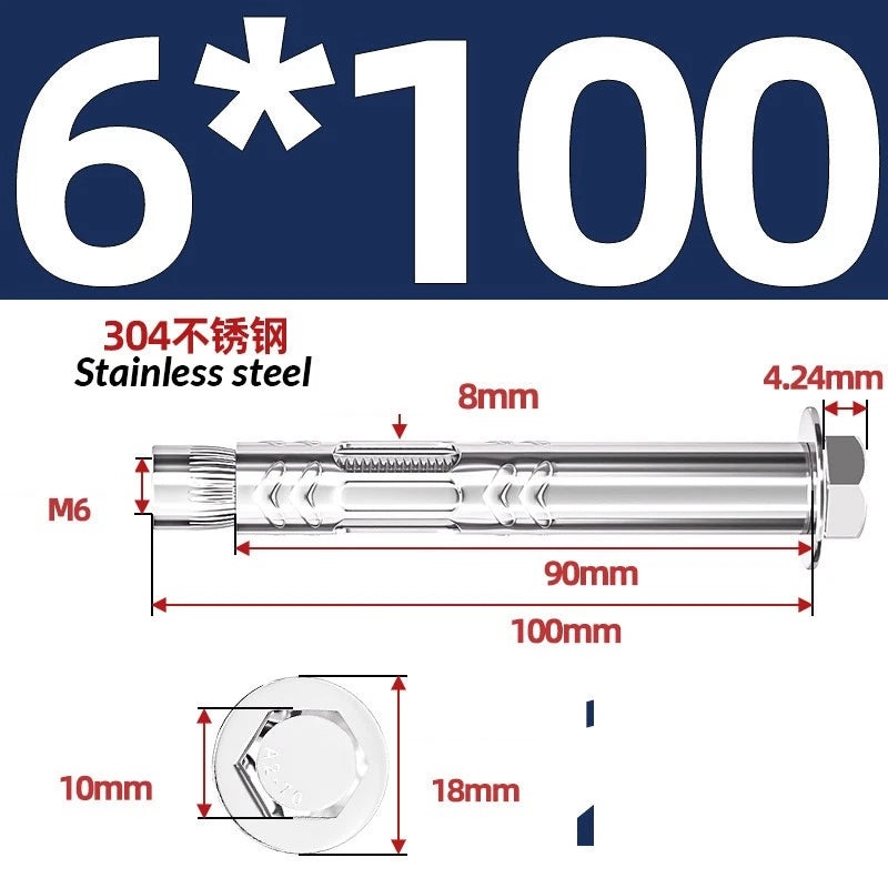 Stainless Steel Masonry Concrete Expansion Anchor Bolt — M6 M8 M10 M12 M16 | 304 & 201 SS