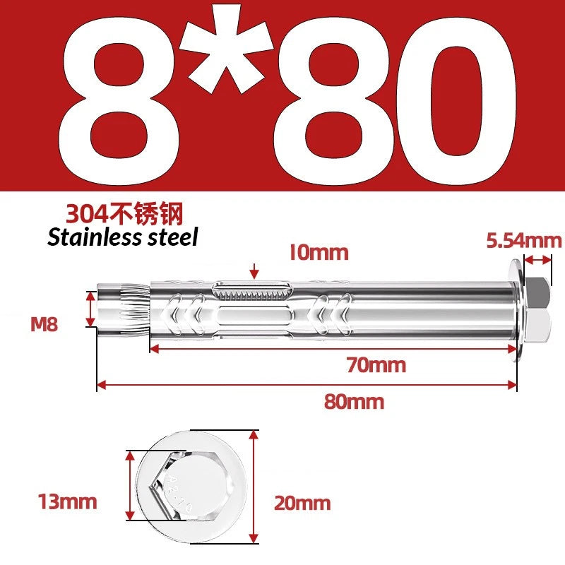 Stainless Steel Masonry Concrete Expansion Anchor Bolt — M6 M8 M10 M12 M16 | 304 & 201 SS