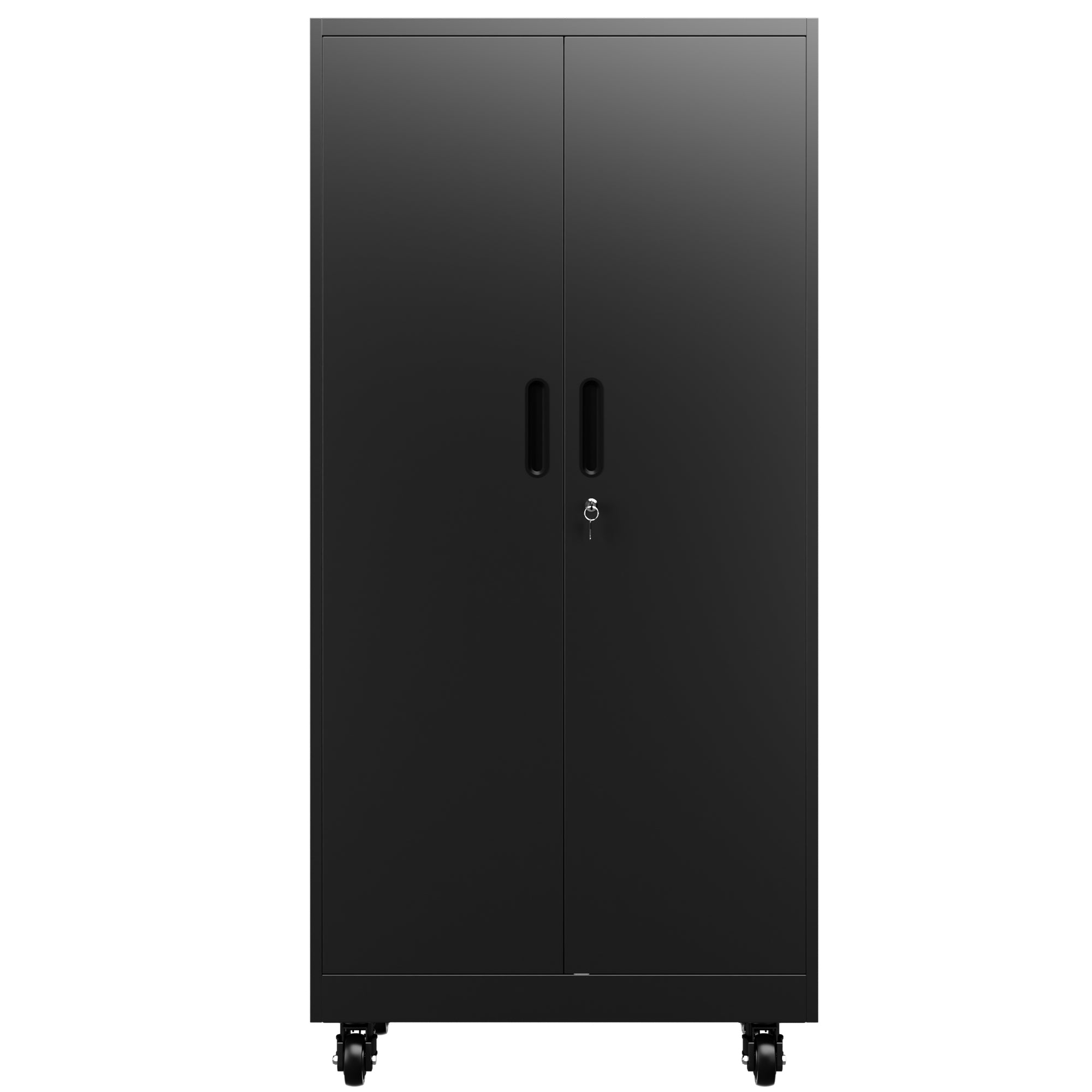 71" Lockable Metal Garage Storage Cabinet with Pegboard Doors & Wheels, 4 Adjustable Shelves, 900 lb Capacity