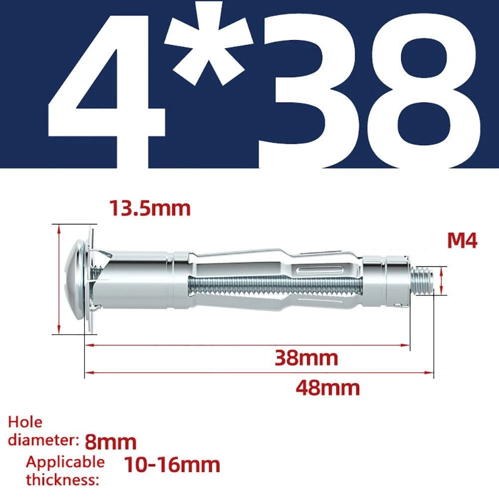 M4–M8 Metal Drywall Expansion Bolts | Hollow Wall Anchors for Plasterboard & Drywall