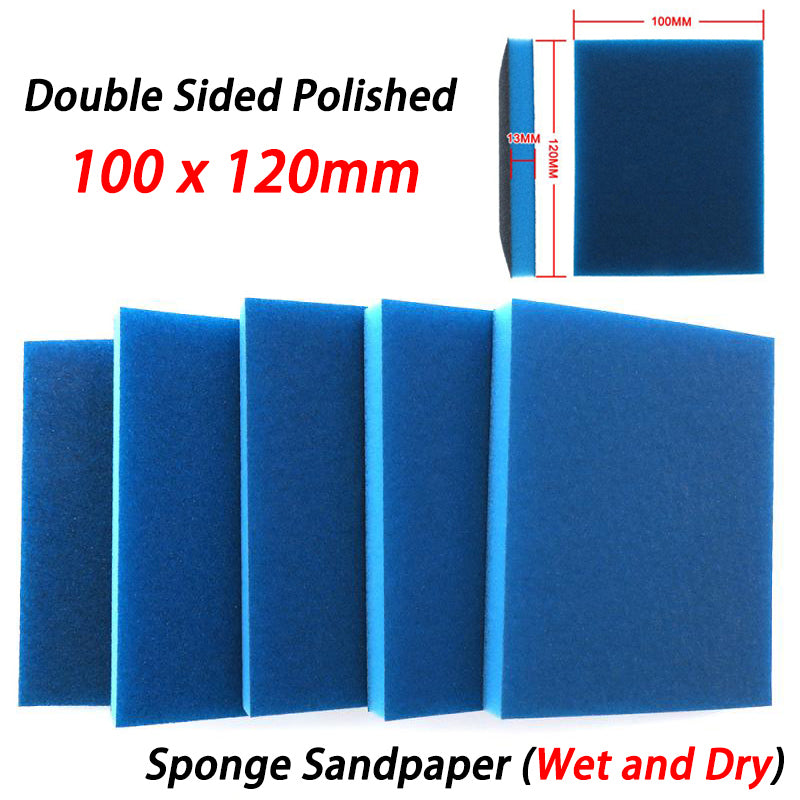 100x120mm Wet & Dry Sponge Blue Sandpaper Block 100#-240# Double Sided Polished