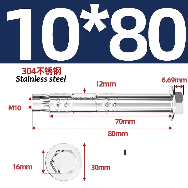 Stainless Steel Masonry Concrete Expansion Anchor Bolt — M6 M8 M10 M12 M16 | 304 & 201 SS