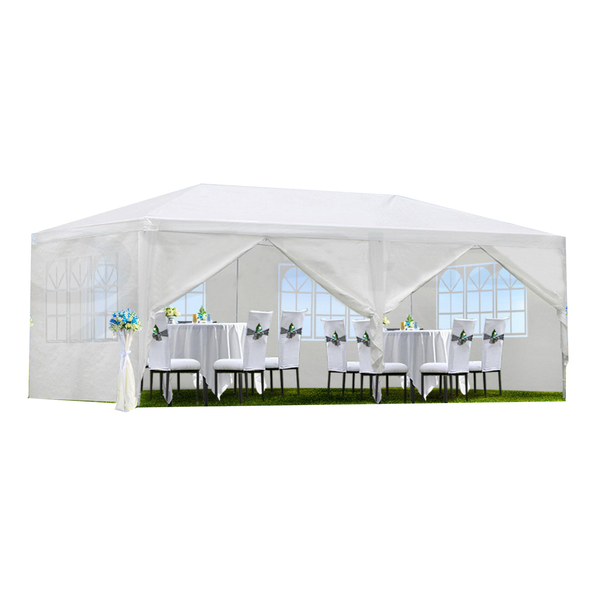 10x20 Ft Party Canopy Tent with 6 Removable Sidewalls, Waterproof, White