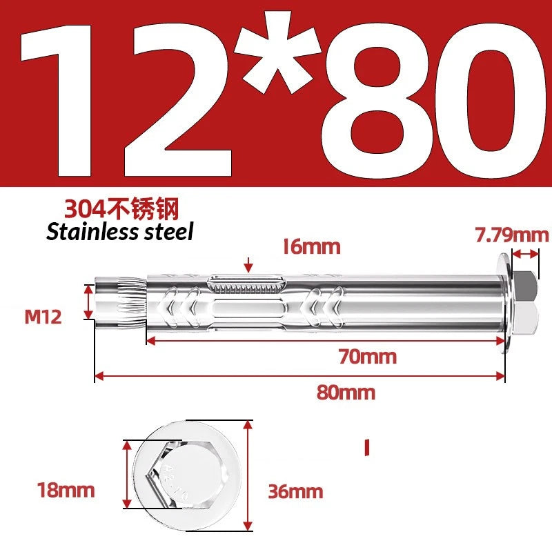 Stainless Steel Masonry Concrete Expansion Anchor Bolt — M6 M8 M10 M12 M16 | 304 & 201 SS
