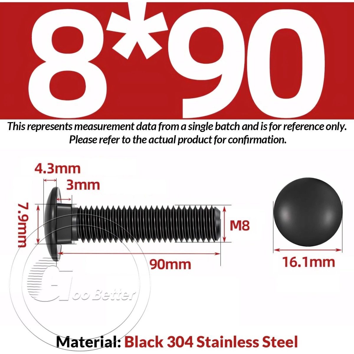 M8 M10 M12 Carriage Bolts – Cup Square Domed Head, Black A2 - 70 Stainless Steel - HomeDIYer