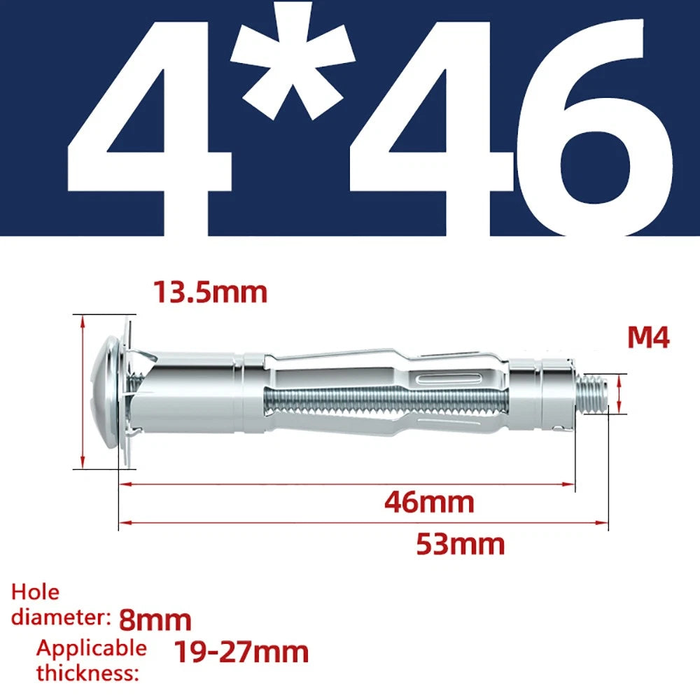 M4–M8 Metal Drywall Expansion Bolts | Hollow Wall Anchors for Plasterboard & Drywall
