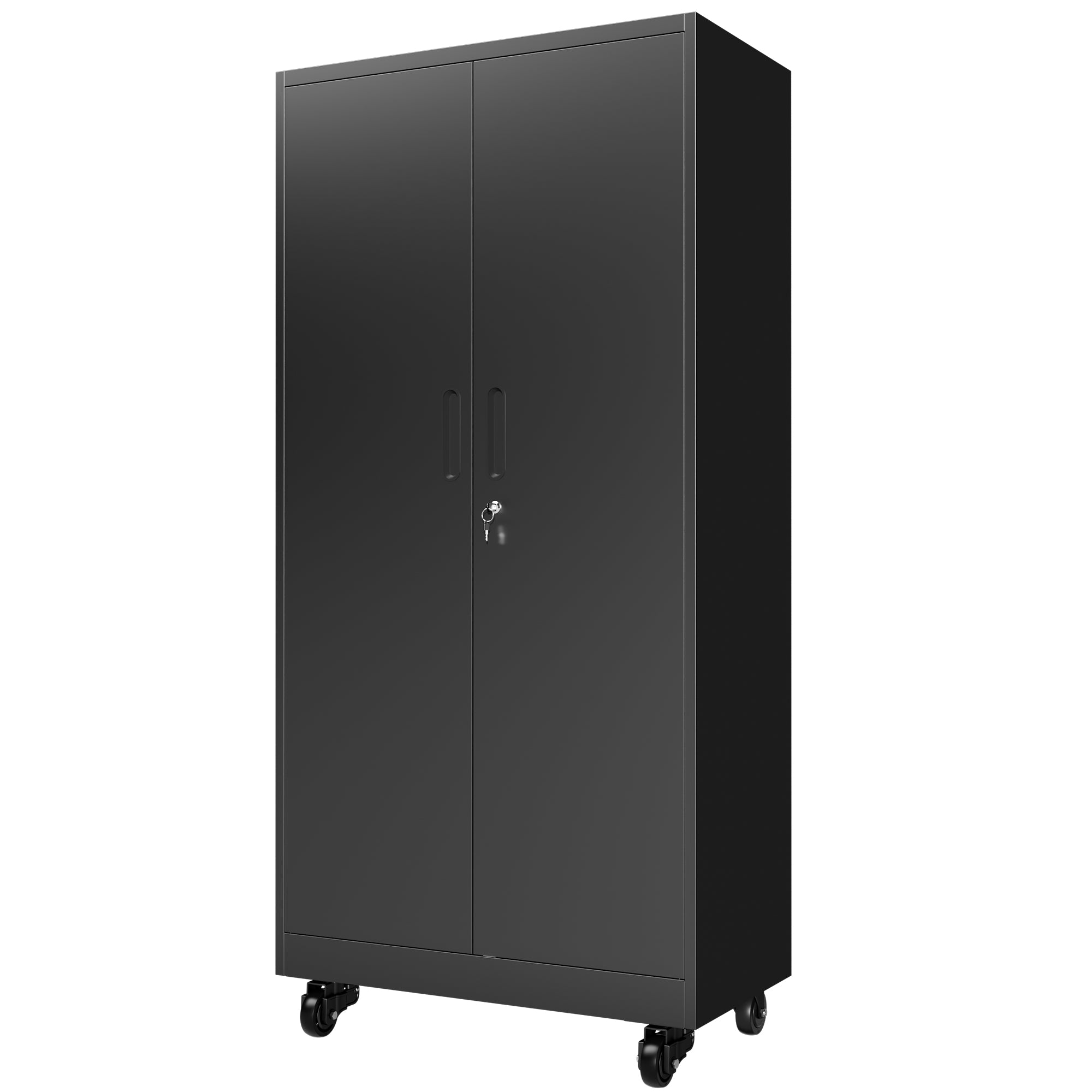 71" Lockable Metal Garage Storage Cabinet with Pegboard Doors & Wheels, 4 Adjustable Shelves, 900 lb Capacity