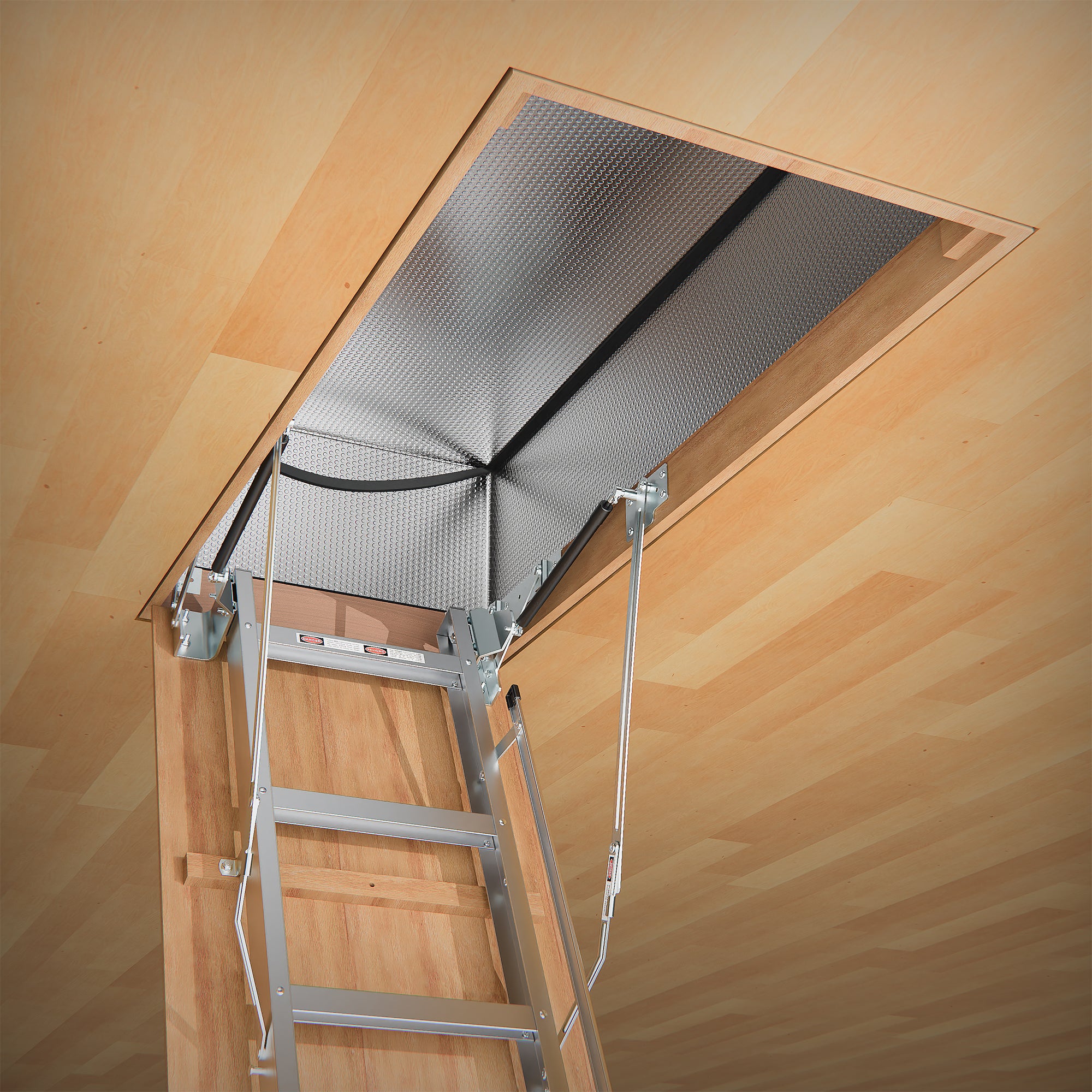 Pull‑Down Aluminum Attic Ladder with Insulated Zippered Cover – 22.5" x 54" Opening, Fits 7'8" to 10'3" Ceilings