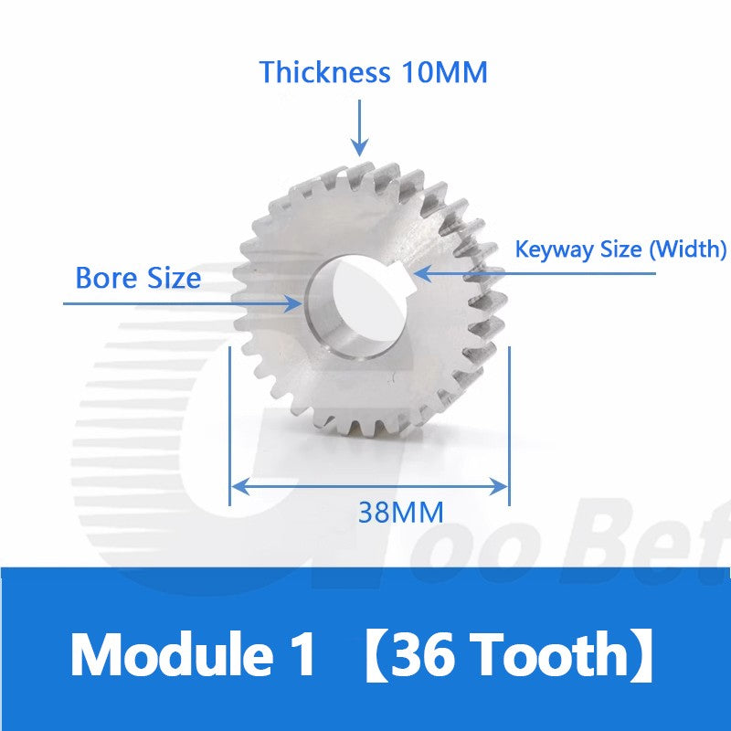 Spur Gear Module 1 Stainless Steel 12-120 Tooth Motor Pinion Flat Gear Precision