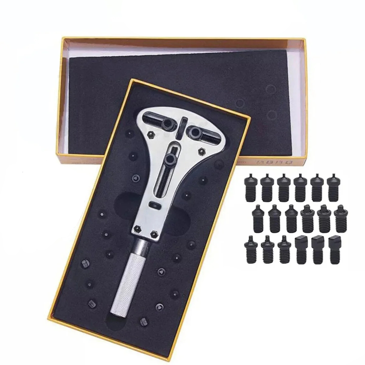 19x Uhr Reparatur Werkzeug Zurück Fall Opener Neue Wrench Maker Schraube Abdeckung Remover Kit