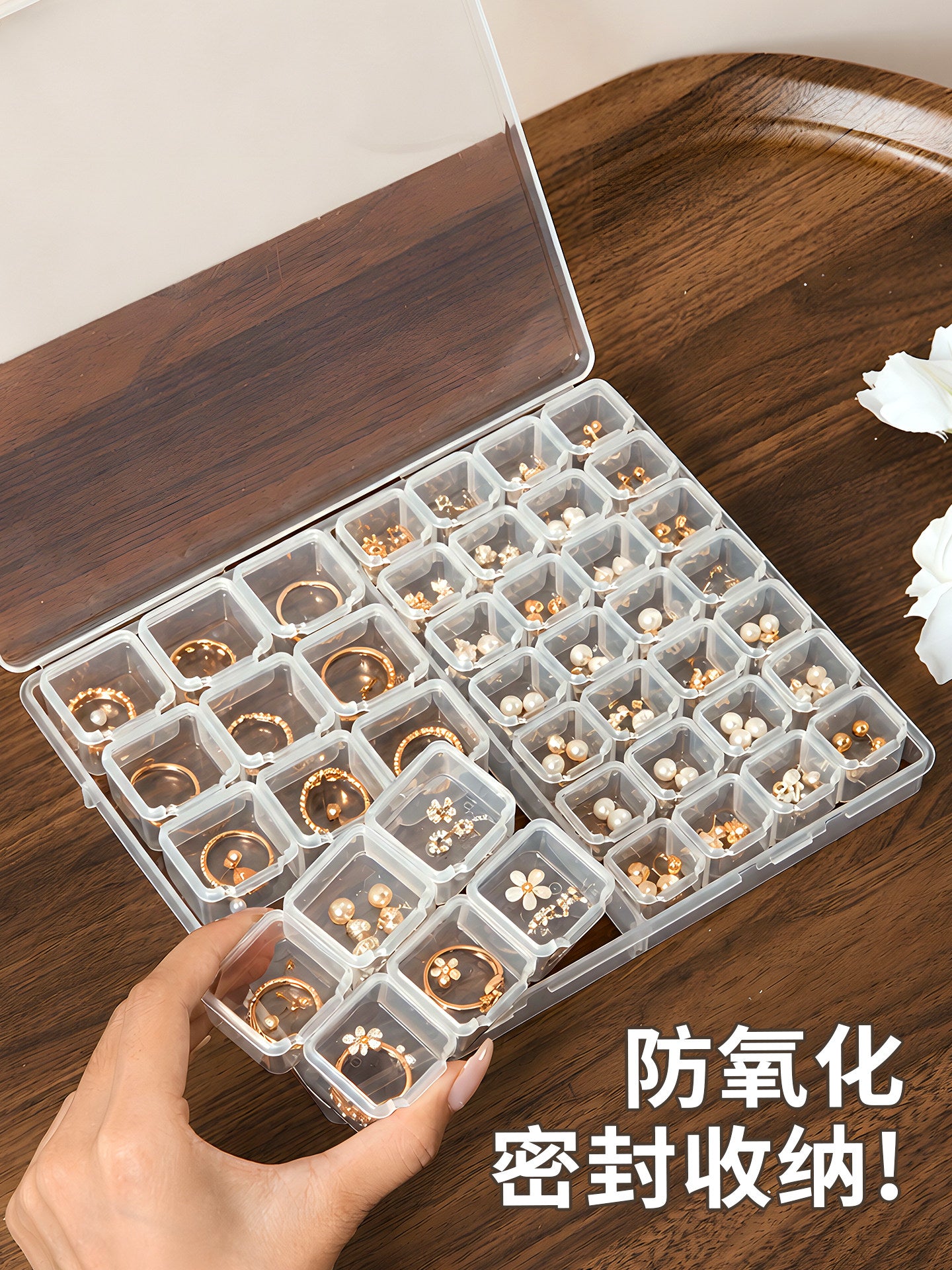Anti-Tarnish Transparent Jewelry Storage Box – Multi-Compartment for Earrings, Rings & Necklaces