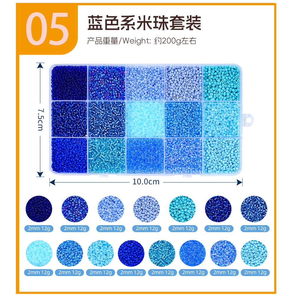 3mm Glass Rice Bead Set – 15-Slot DIY Bracelet & Necklace Making Kit, 9 Colors