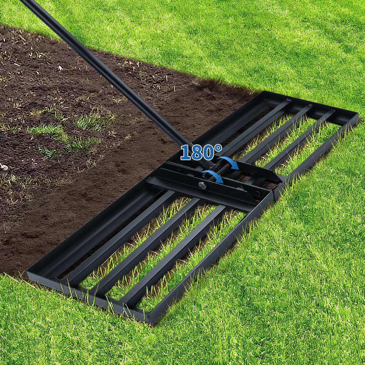 Lawn Leveling Rake with 28"-60" Adjustable Handle – 17"x10" or 30"x10" Head