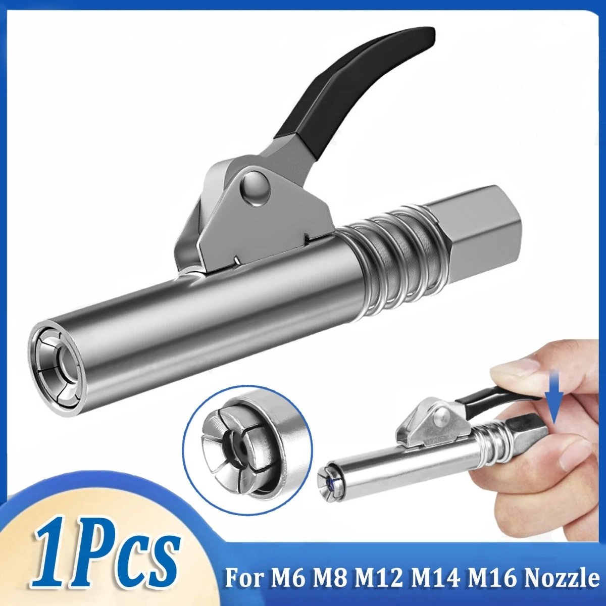 1Packs Grease Gun Coupler High - Pressure Quick Release Lock Oil Injection Nozzles - HomeDIYer