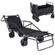 2-in-1 Multifunctional Folding Wagon Carts, Convertible Beach Chair with All-Terrain Wheels, 650lb Capacityfor Shopping Beach Camping Sports Garden, Black