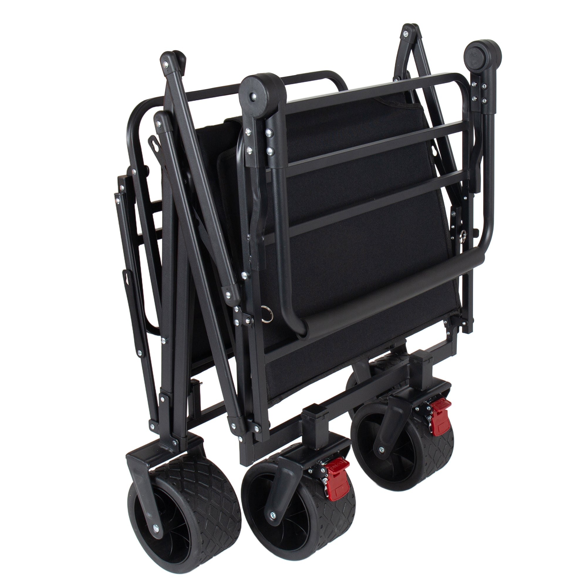 2-in-1 Multifunctional Folding Wagon Carts, Convertible Beach Chair with All-Terrain Wheels, 650lb Capacityfor Shopping Beach Camping Sports Garden, Black