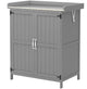 Wooden Potting Bench with 2 Doors,Outdoor Storage Cabinet,Garden Tool Shed with Metal Tabletop and Shelf
