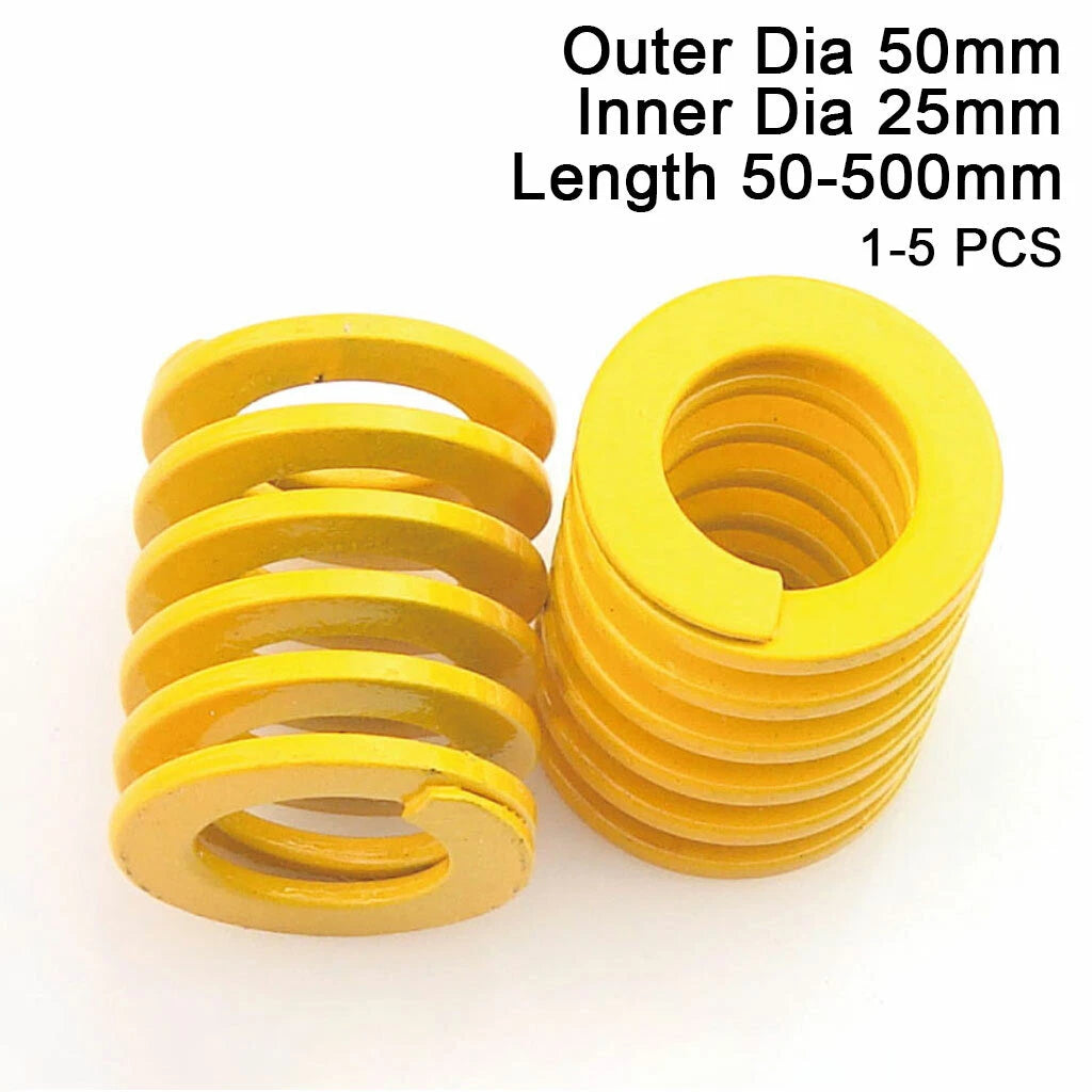 50mm OD Yellow Extra Light Load Compression Mould Die Spring 25mm ID All Sizes