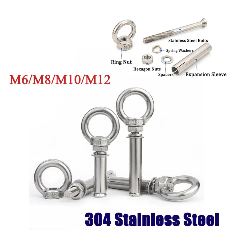 304 Stainless Steel Expansion Eyebolts – Ring Expansion Bolts M6 M8 M10 M12