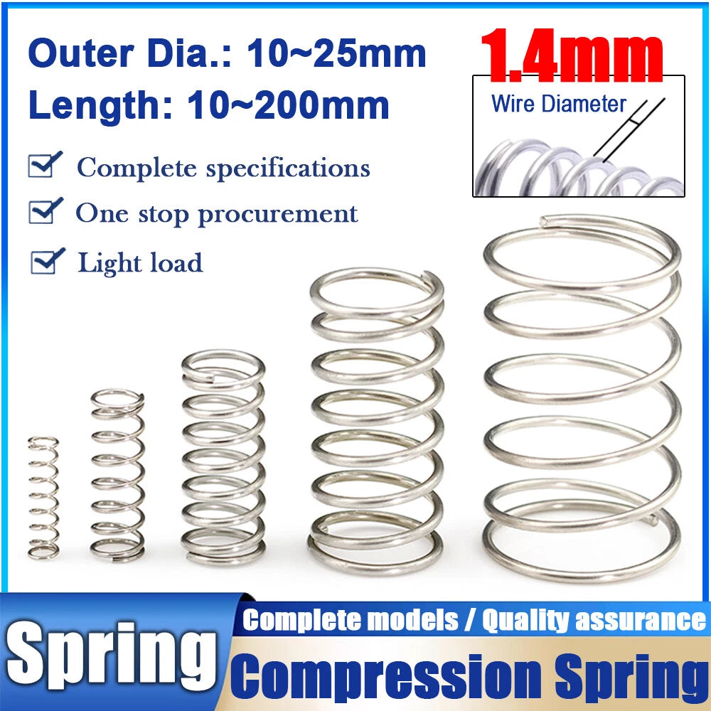 Wire Diameter 1.4mm, L 10~200mm, Stainles Steel Compression Spring Small Spring