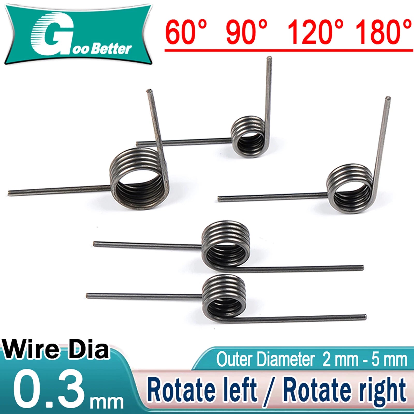 0.3mm Wire Dia Torque Small Torsion Spring OD 1.5/2/2.5/3/3.5/4/5mm,Coils 3 6 9