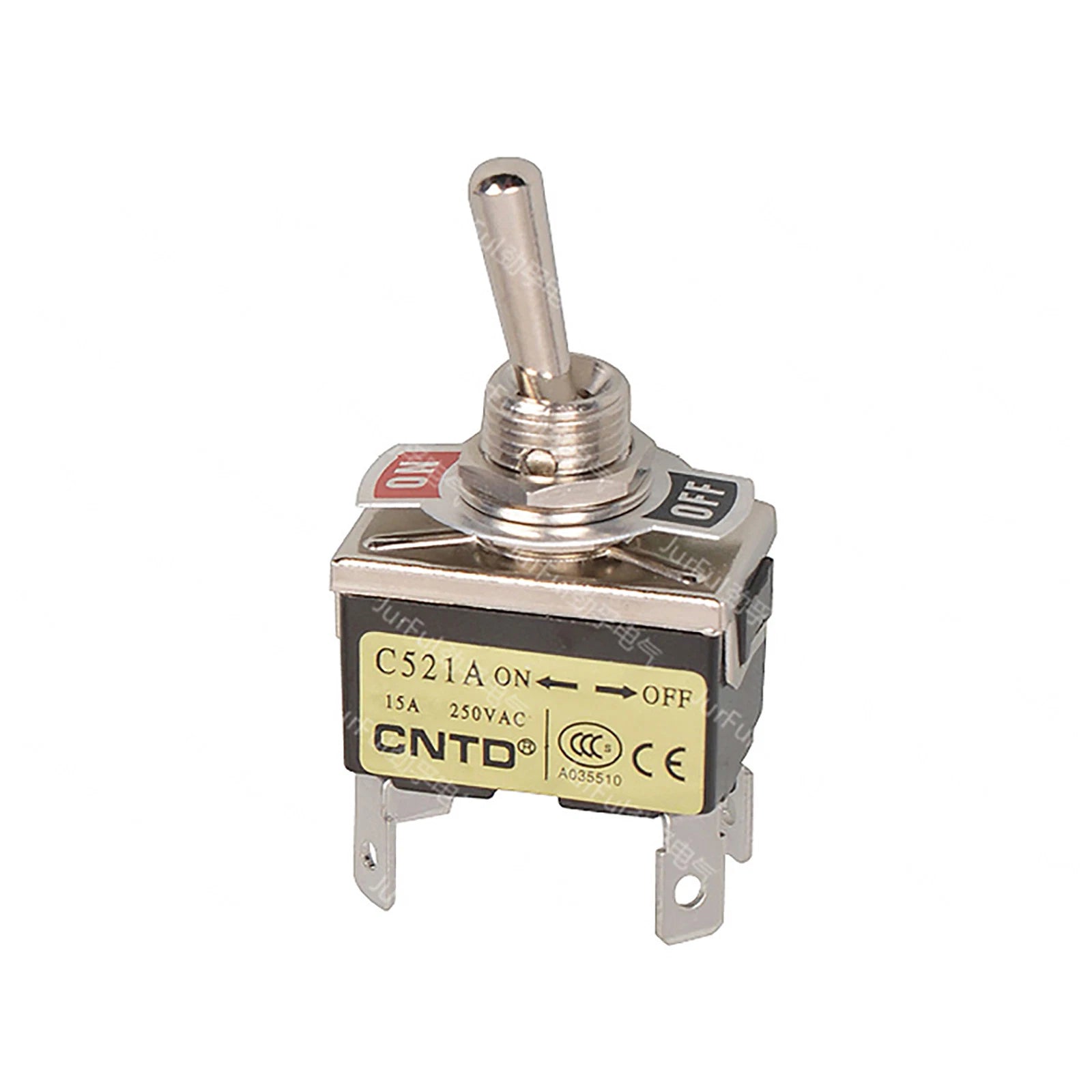C521A DPST Rocker Toggle Switch — ON-ON 4-Pin 2-Position 250V 15A Maintained