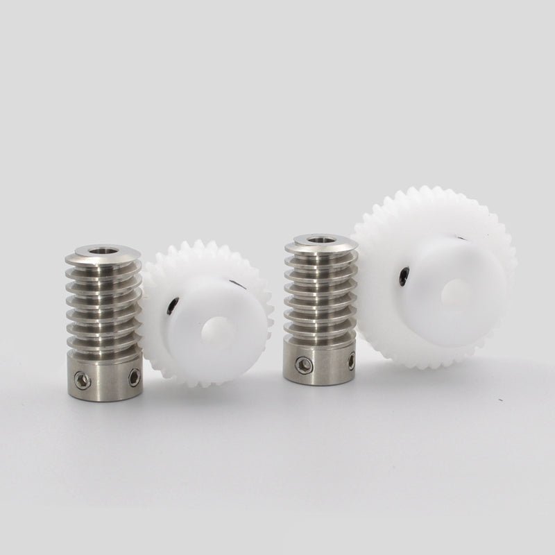 White POM Worm Wheel Stainless Steel Worm Gear, Module 0.8 (20/30/40/50/60 Teeth), Nylon Worm Gear Set for Industrial Machinery and Precision
