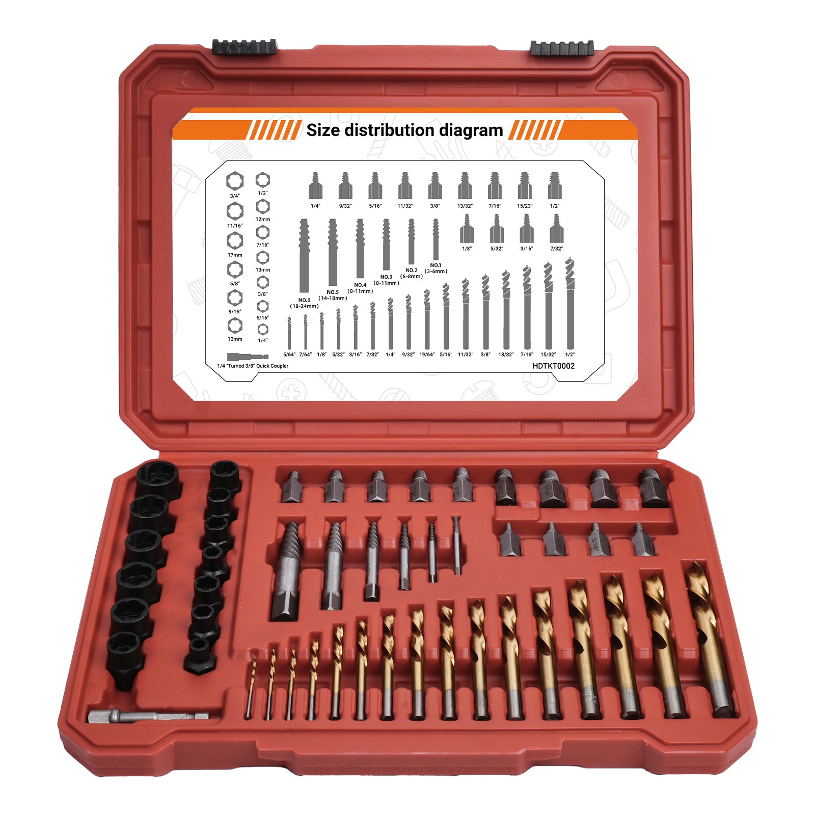 49-Piece Bolt and Screw Extractor Set with Drill Bits for Professional Auto Repair