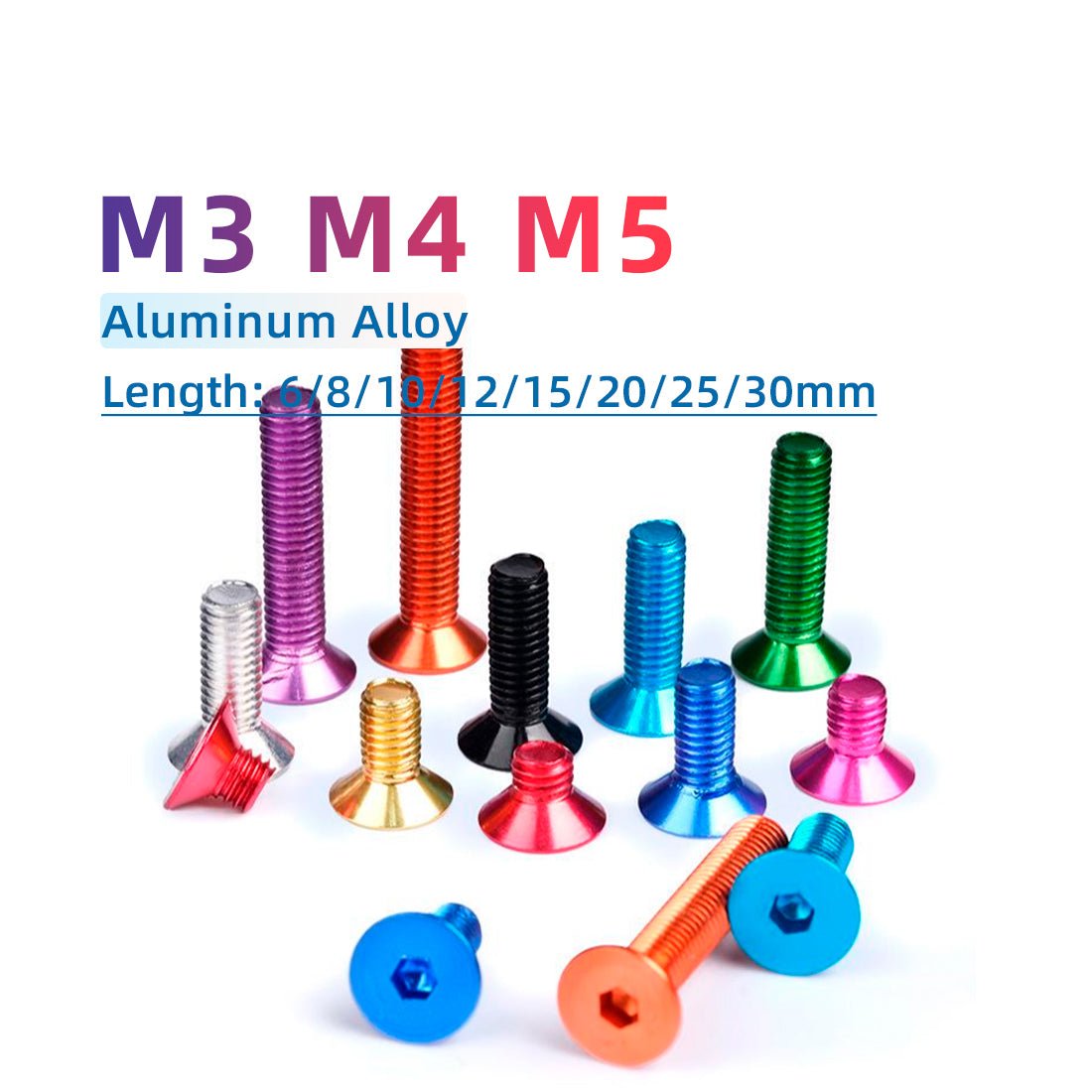 M5 Aluminum Alloy Countersunk Bolts Allen Socket Screws Anodized DIY Model - HomeDIYer