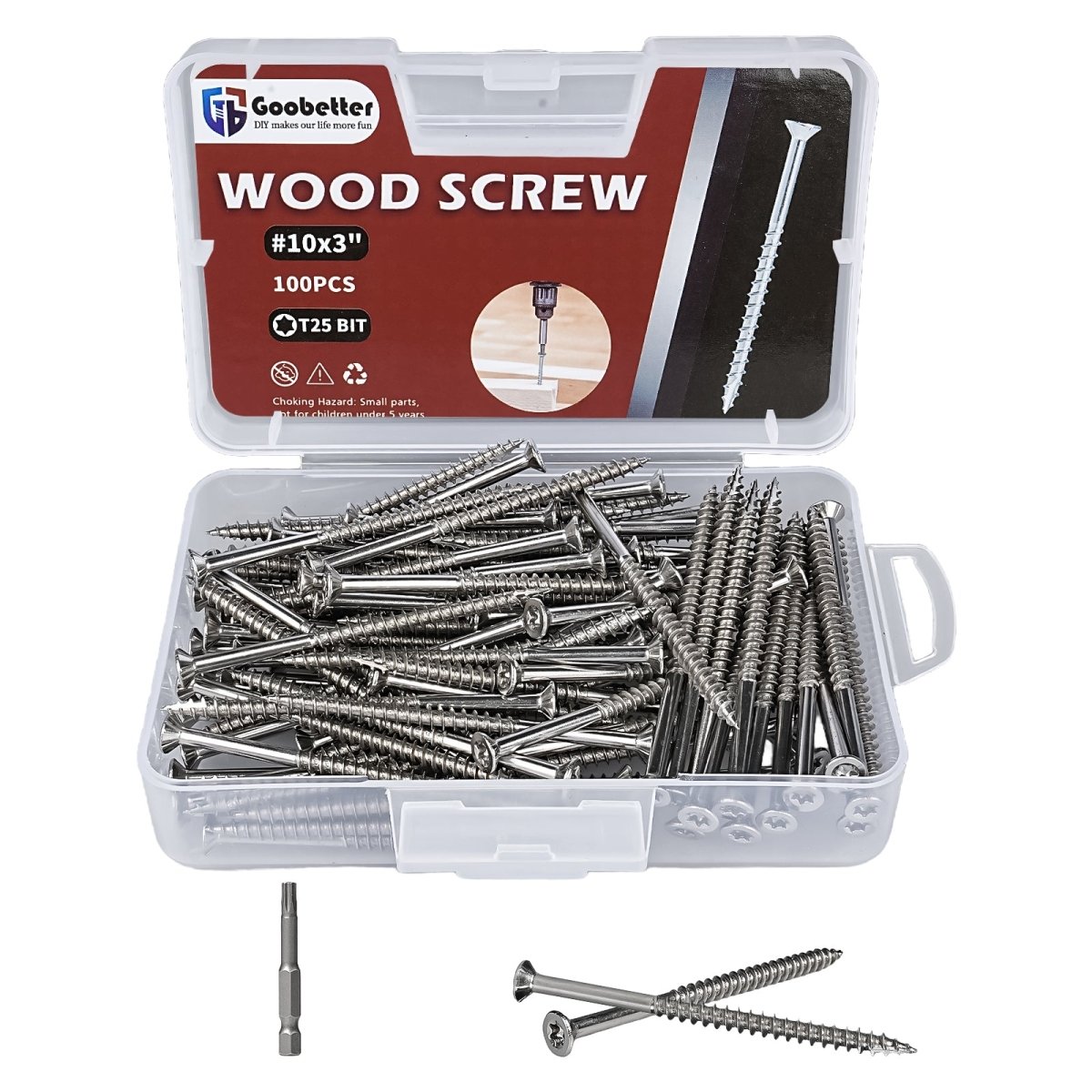 Wood Screws 3 Inch, Deck Screws Torx Screws Exterior Wood Screws Construction Fence Screws 304 Stainless Steel T25 Torx Bit Included - HomeDIYer