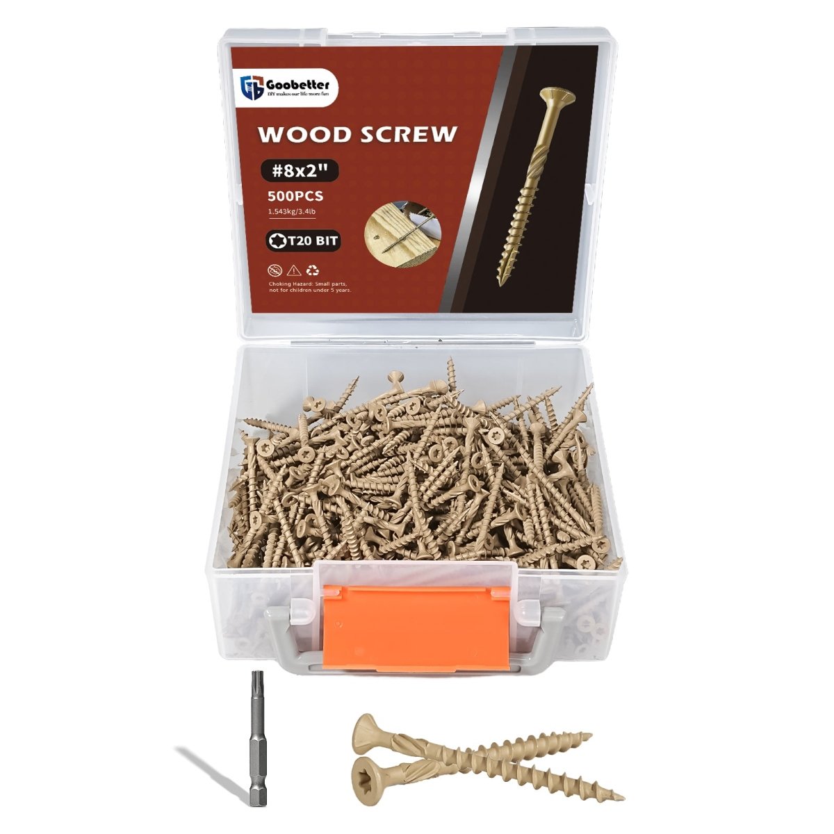 Wood Screws Lag Screws Torx Structural Screws, Construction Exterior Wood Screws, Timber Screws for Fence Log Landscaping Wood, T25 Bit Included, Yellow - HomeDIYer