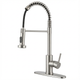 Kitchen Faucet with Pull Down Sprayer Industrial 1 Handle 1 Hole Or 3 Hole Faucet for Farmhouse Camper Laundry Utility Rv Wet Bar Sinks, Stainless Steel, Brushed Nickel