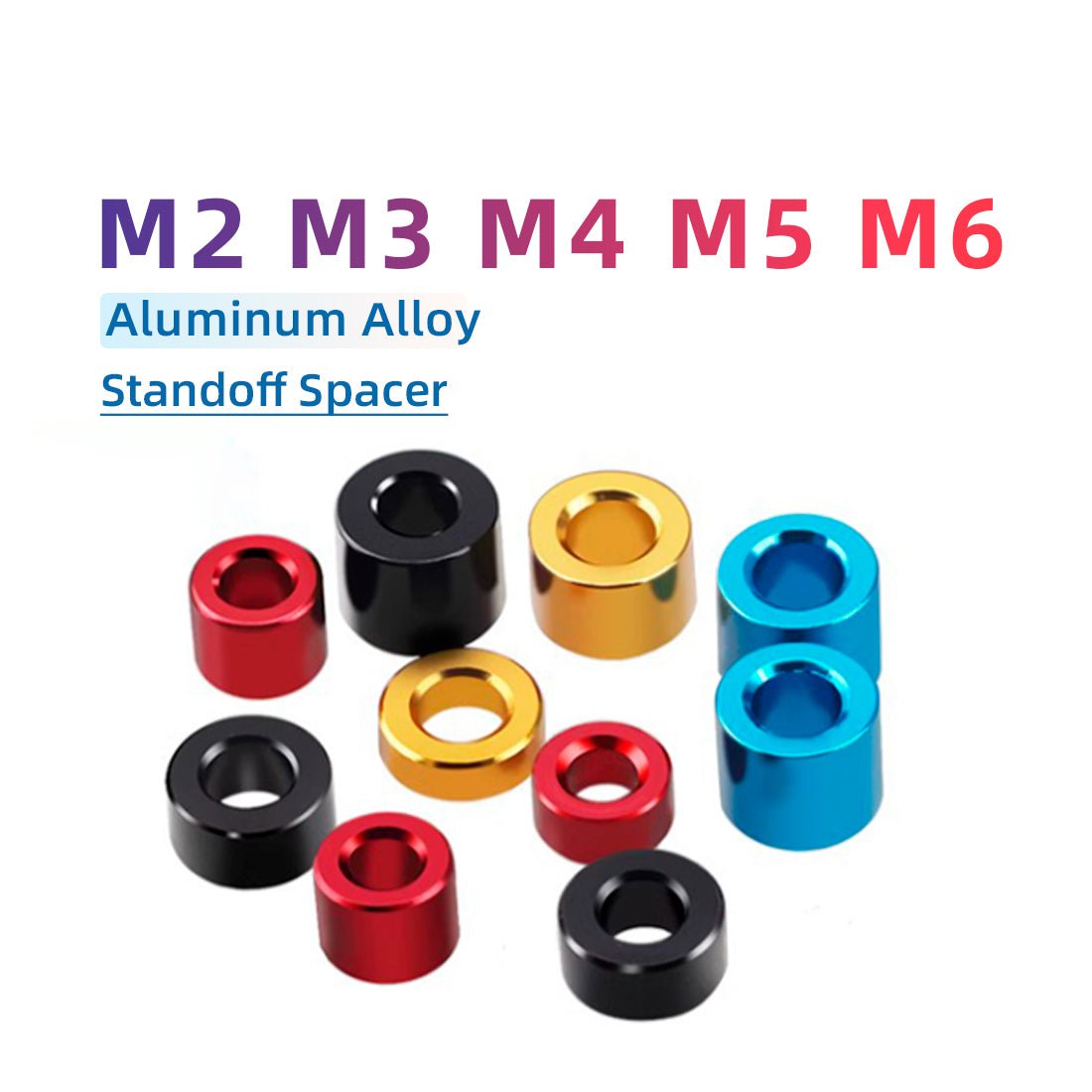 Aluminium Standoff Spacers ID M4.2mm - 6.2mm Anodised Stand Off Collar Spacer Bush - HomeDIYer