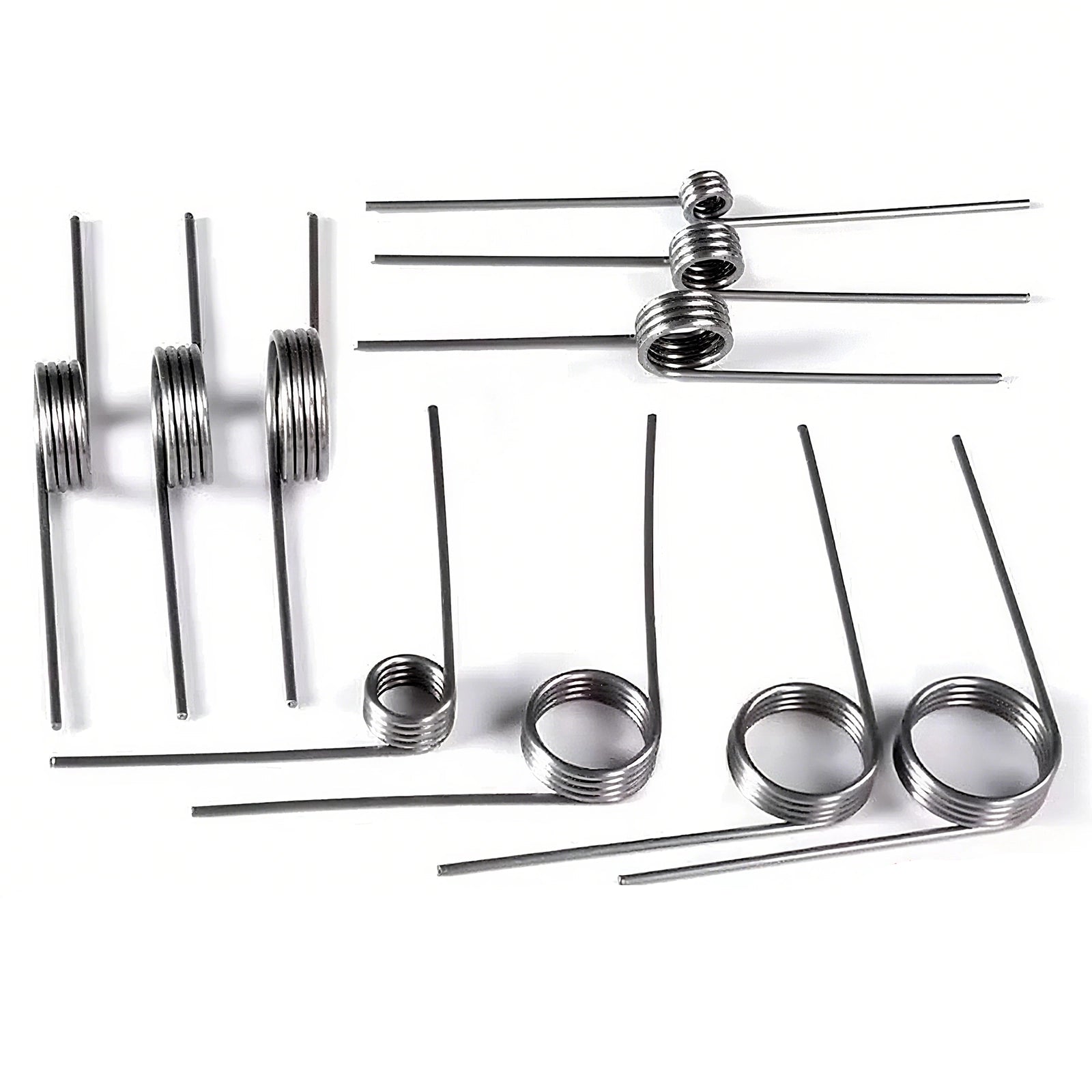 Right-Wound Steel Torsion Springs 0.4mm 3-6mm OD 3-9 Coils 10-Pack