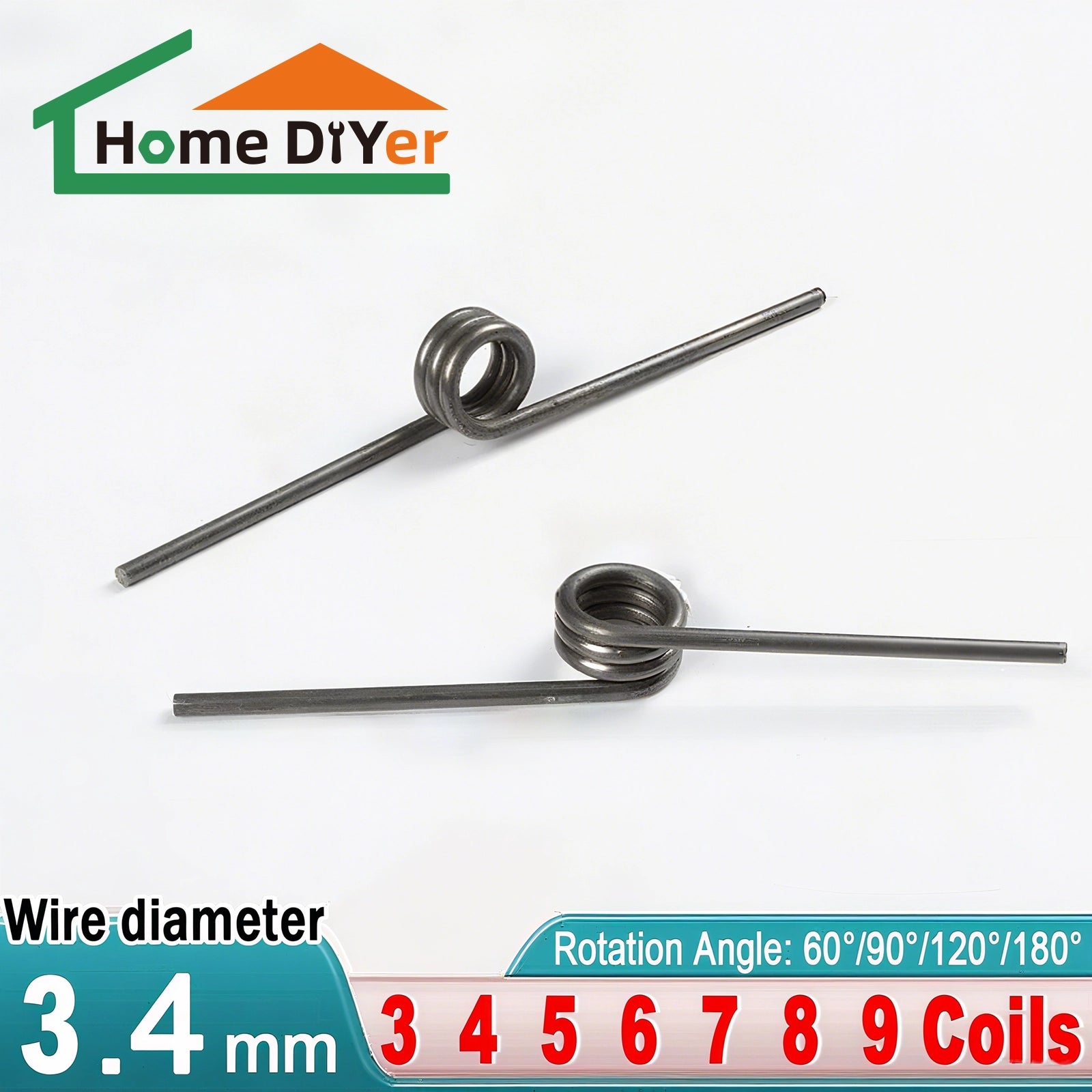 Torsion Spring 3 - 9 Coil (10 pcs), 1.4mm Wire dia, 7 ~ 15mm OD, Left spring Steel - HomeDIYer