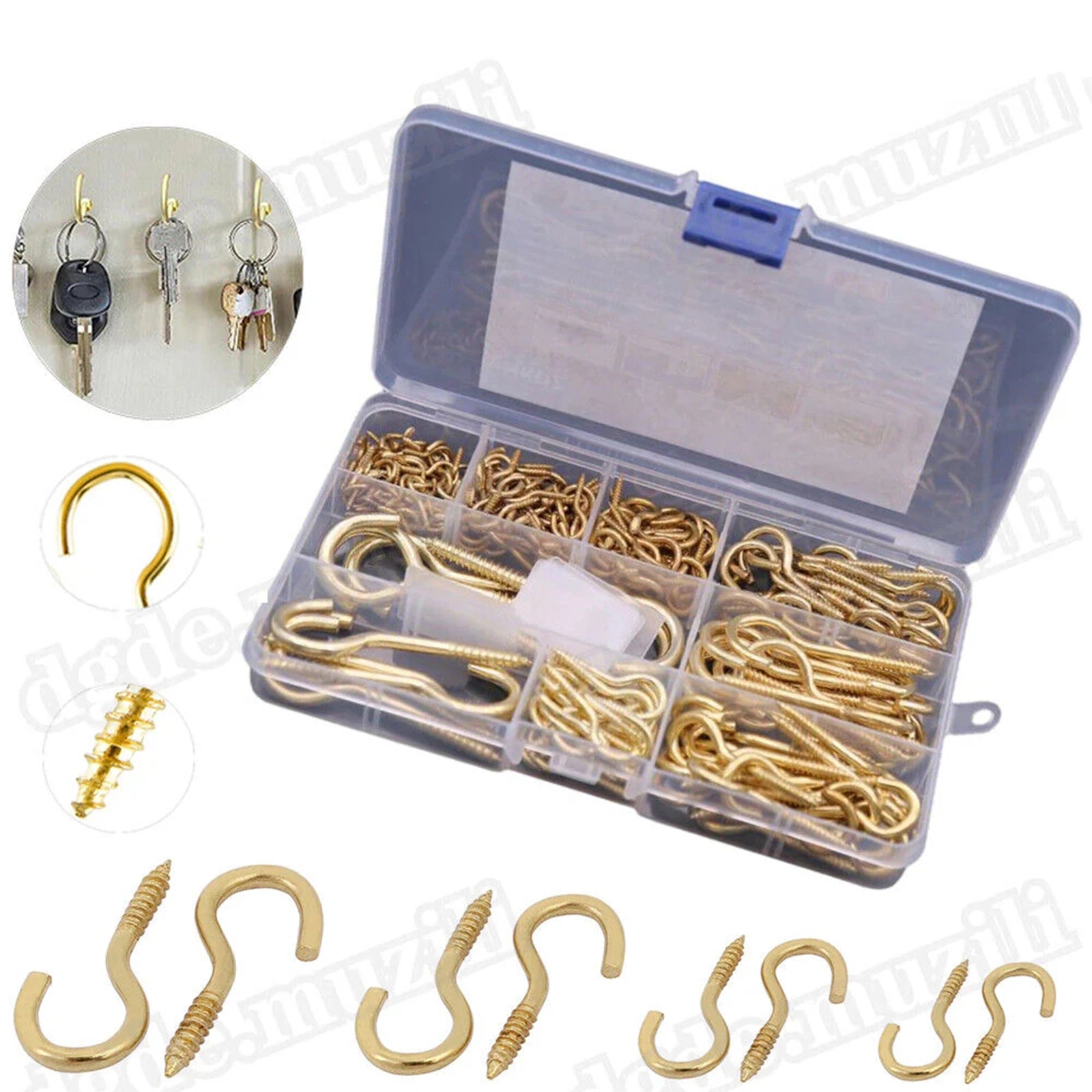 215 Pcs Screw Hooks Eye Bolts Assortment Eye Bolts Eye Hooks Half Open - HomeDIYer
