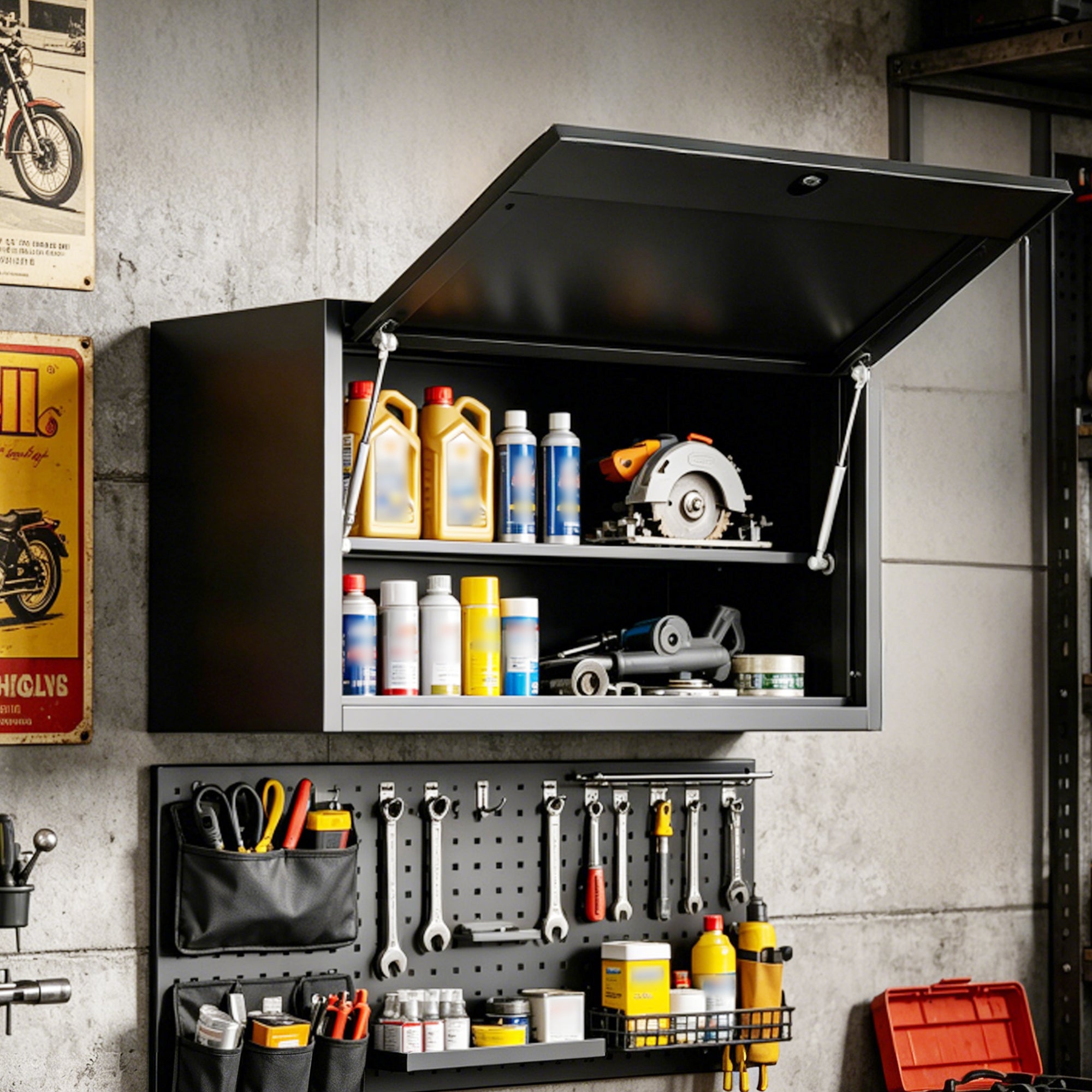 Heavy Duty Wall Mounted Tool Storage Cabinet – Steel Metal Garage Cabinet for Workshop, Basement, Kitchen