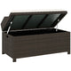 Outdoor PE rattan storage bench with 34-gallon hidden storage, plush removable cushion, gas strut lid, 660 lb capacity. Patio, pool, or porch.