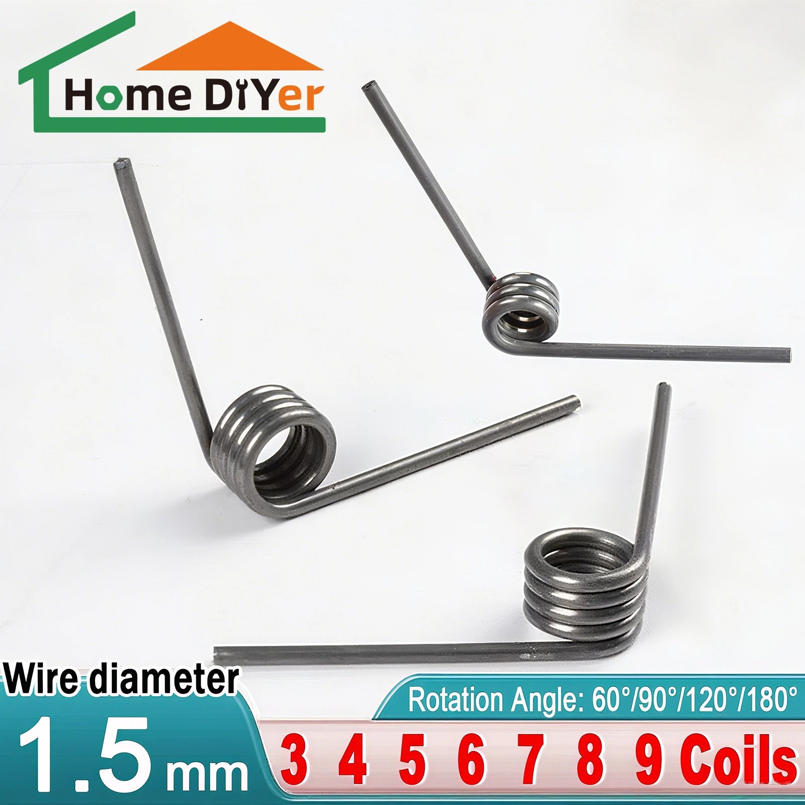 Torsion Spring 3 - 9 Coil (10 pcs), 1.5mm Wire dia, 8 ~ 16mm OD, Left spring Steel - HomeDIYer