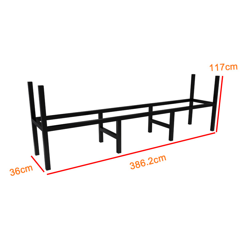 12.7FT Outdoor Firewood Rack with Cover — 152" Wide, 3/4 Cord Capacity, Black