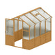 6ft x 8ft Solid Wooden Walk‑In Greenhouse — 6mm Polycarbonate Panels, Adjustable Roof Vents & Lockable Door Natural Wood