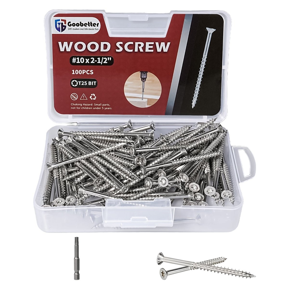 Wood Screws 3 Inch, Deck Screws Torx Screws Exterior Wood Screws Construction Fence Screws 304 Stainless Steel T25 Torx Bit Included - HomeDIYer