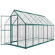 Walk‑In Greenhouse with UPF 50+ Polycarbonate Panels — Adjustable Roof Swing Door Dark Green Clear