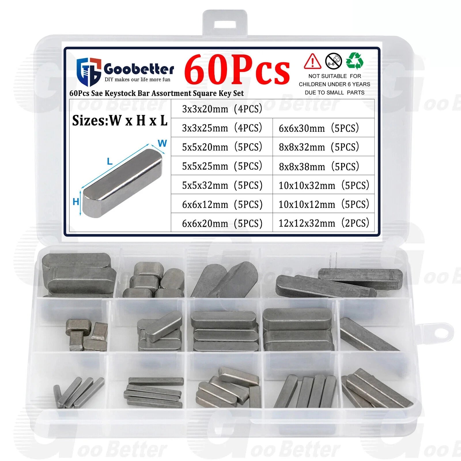 3mm-12mm Sae Keystock Bar Assortment Lock Pulleys Gears Square Key Stock Keyway
