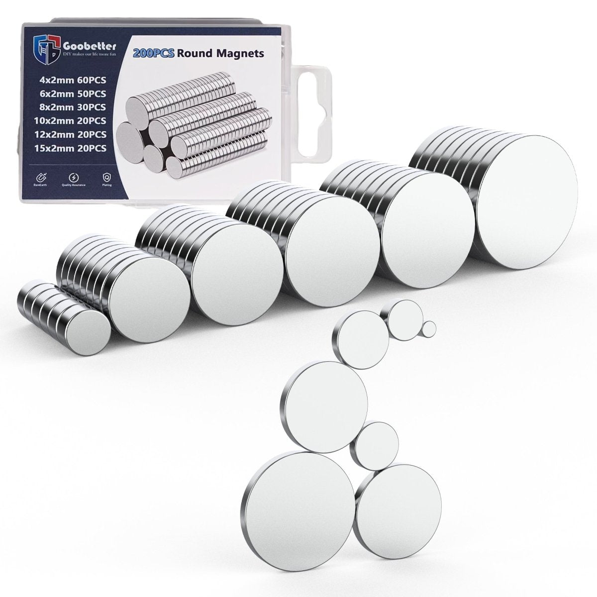 Small Neodymium Magnets - Heavy Duty Rare Earth Fridge Magnets for Whiteboard, DIY Crafts, Office & Home Use | Double Sided Strong Magnets - HomeDIYer