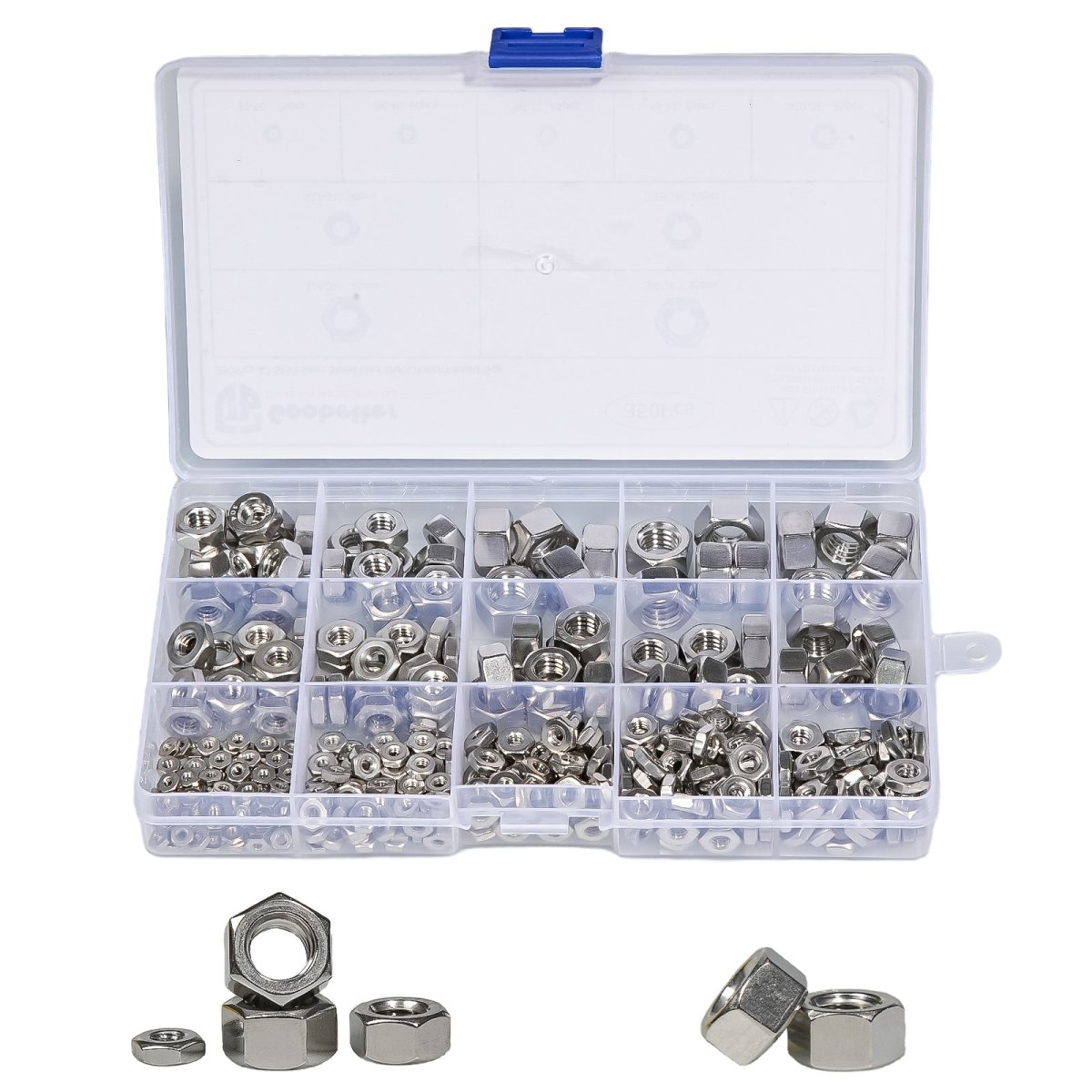 2 4 6 8 10 12 1/4 3/8 5/16 350Pcs 304 Stainless Steel Hex Nuts Assortment Set - HomeDIYer
