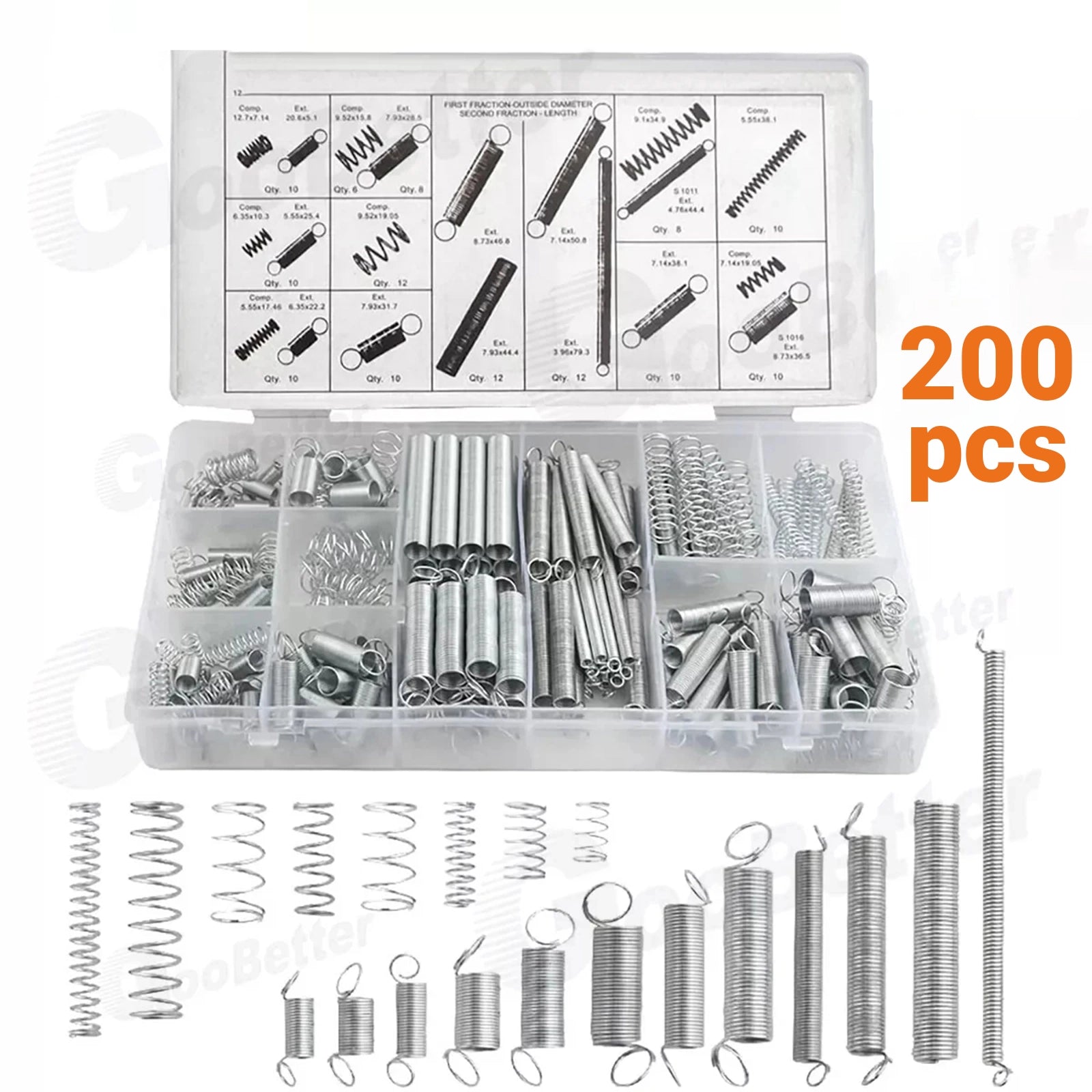 200pcs Coil Spring Small Metal Steel Expansion Compressed Springs Assorted Set - HomeDIYer