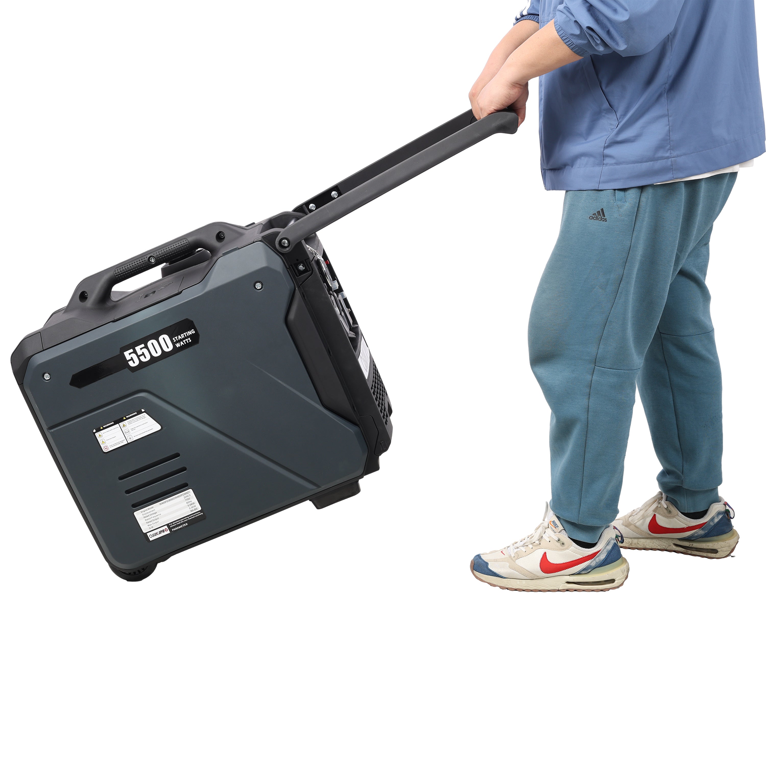 Super quiet Inverter Generator 5.5KW portable generator electric&remote start, foldable handle with wheels, 224cc 4 stroke EPA compliant, Gas&LPG Dual Fuel, With CO Sensor for more safety using