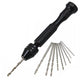 Mini hand drill with 10 twist drill bit set - wood model making PCB jewelry crafting